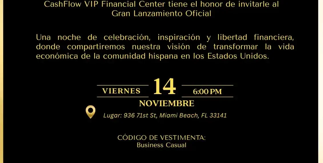 CashFlow VIP Financial Center lanza oficialmente su centro financiero 🗓