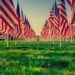 us a flags on green grass field during daytime